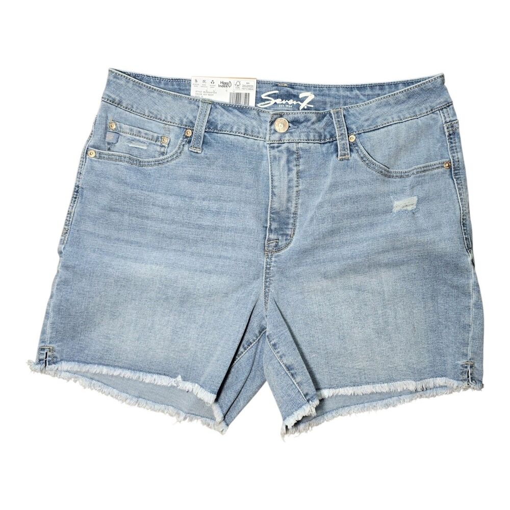 Seven7 Womens NWT Size 12 Weekend Short Fray Hem Light Wash Denim Shorts